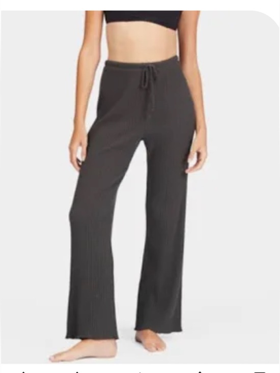 Billabong Pants - Billabong Ribbed Wide-Leg Knit Pants in Charcoal